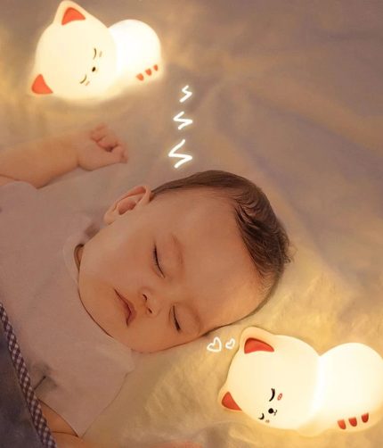 Lovely Cat USB Rechargeable Silicone LED Night Light